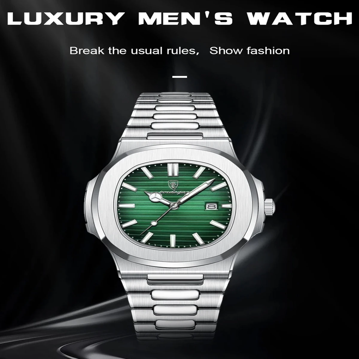 POEDAGAR 613 Luxury Quartz Men's  Watch - Silver Green