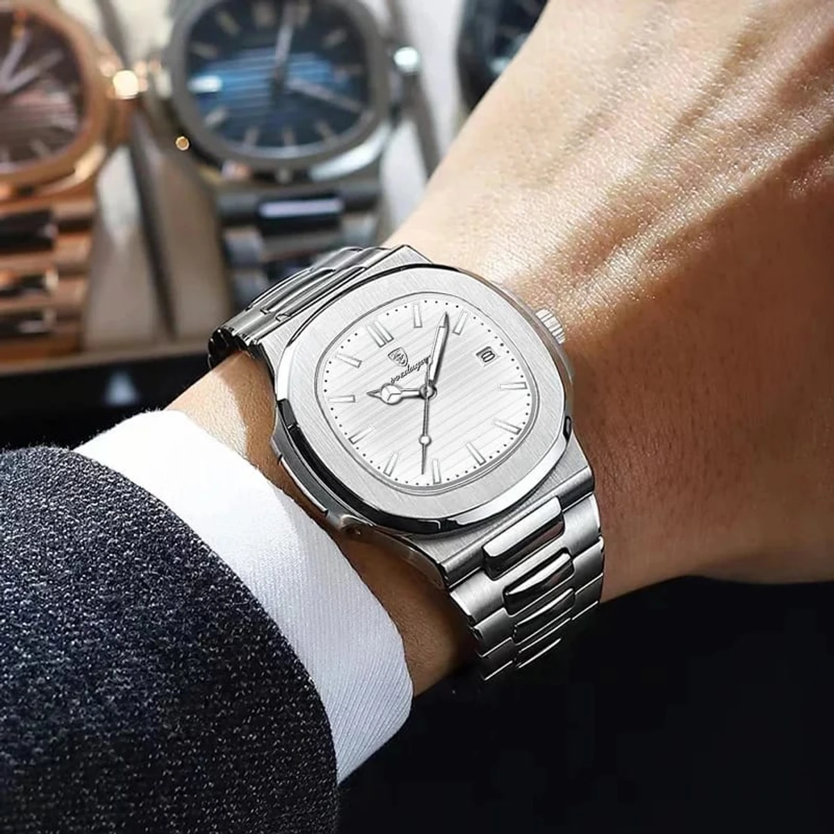 POEDAGAR 613 Luxury Quartz Men's  Watch - Silver White