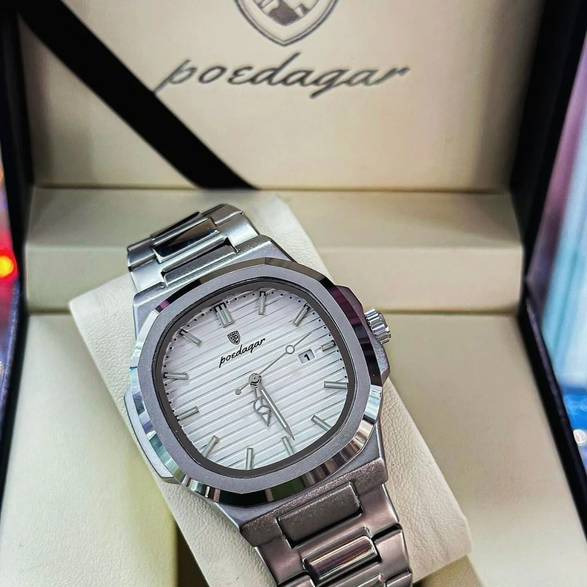 POEDAGAR 613 Luxury Quartz Men's  Watch - Silver White