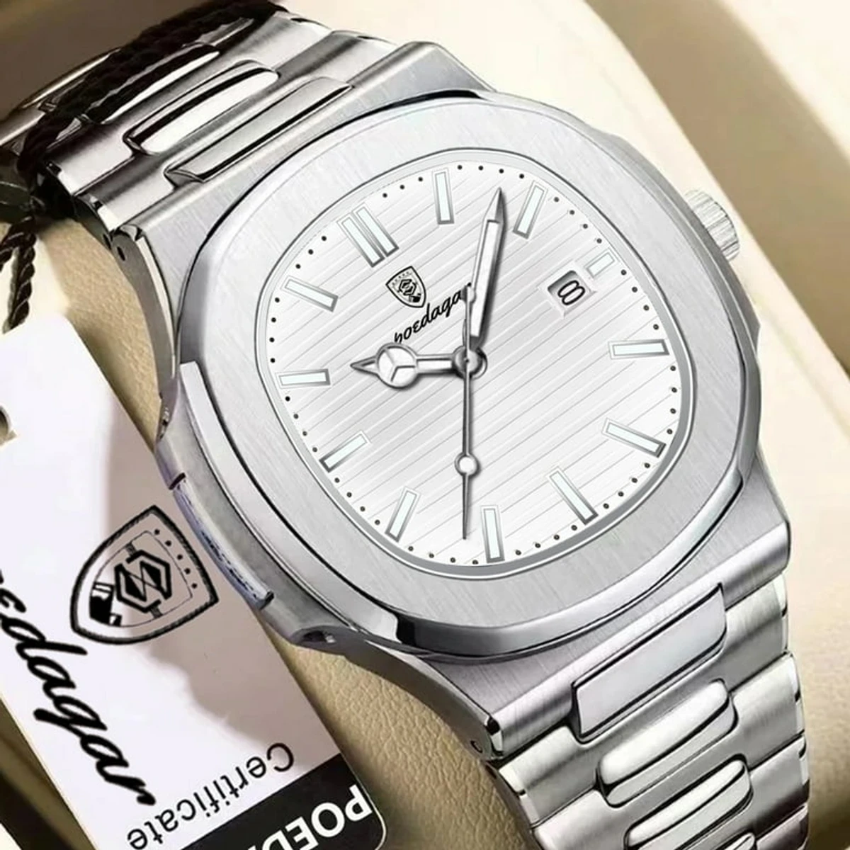 POEDAGAR 613 Luxury Quartz Men's  Watch - Silver White