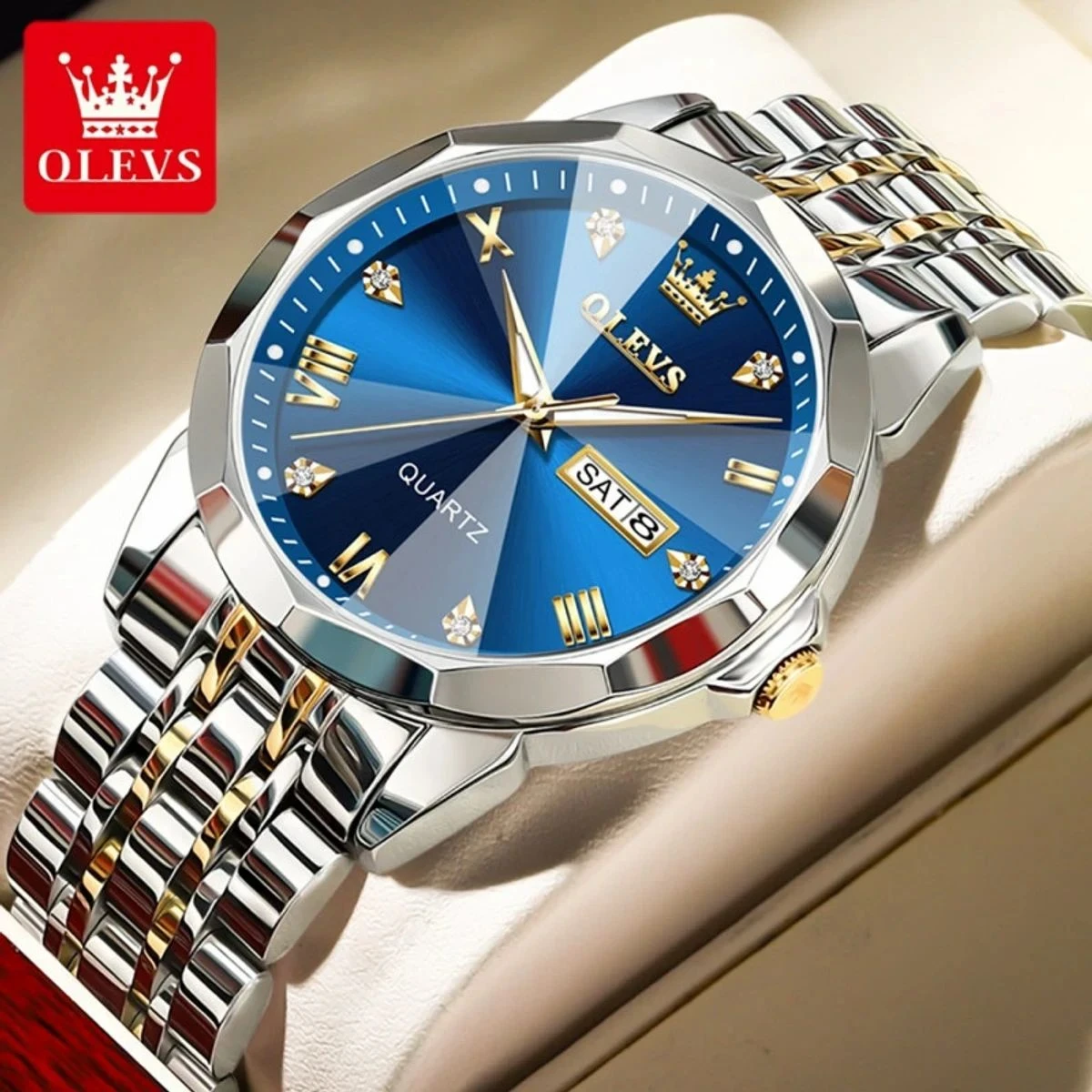 OLEVS নতুন ডিজাইনের পুরুষদের জন্য ঘড়ি - SILVER BLUE