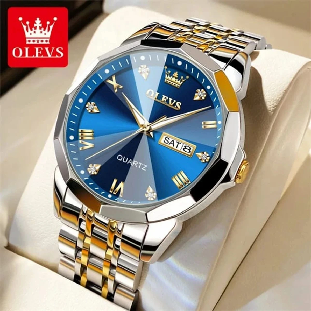 OLEVS নতুন ডিজাইনের পুরুষদের জন্য ঘড়ি - SILVER BLUE