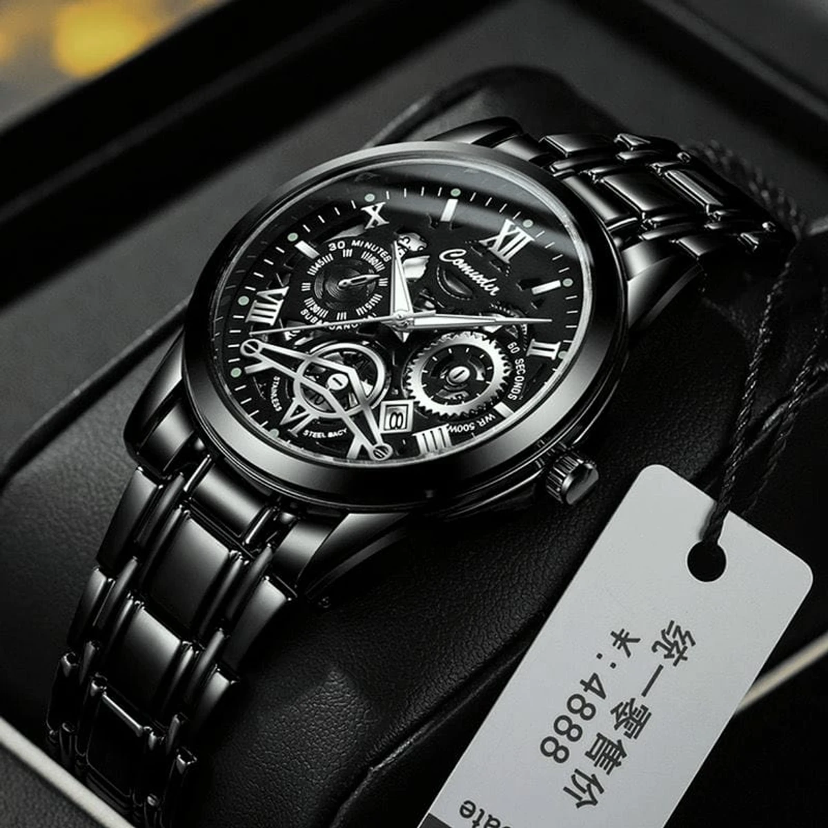 New 022 Non Mechanical Watch For Men - BLACK