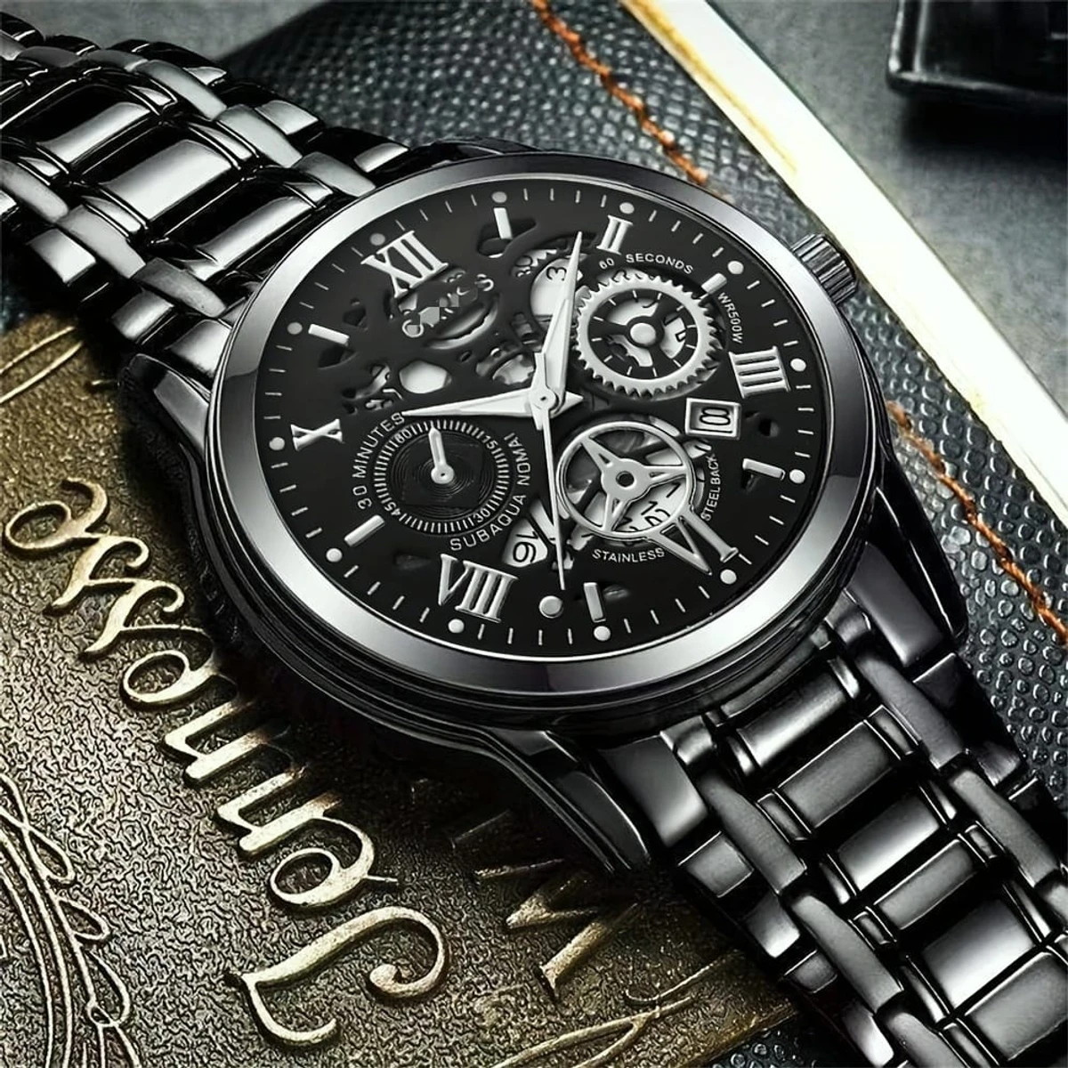 New 022 Non Mechanical Watch For Men - BLACK