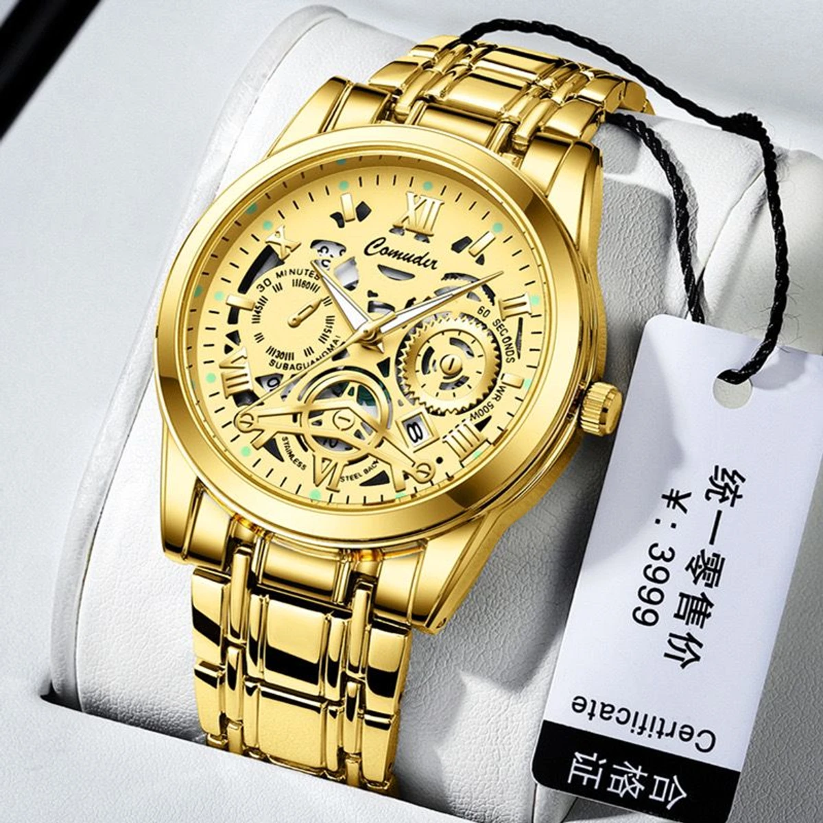 New 022 Non Mechanical Watch For Men - Full Golden