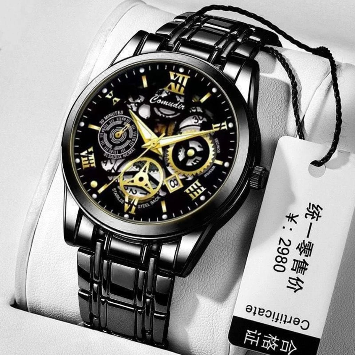 New 022 Non Mechanical Watch For Men - BLACK & Yellow