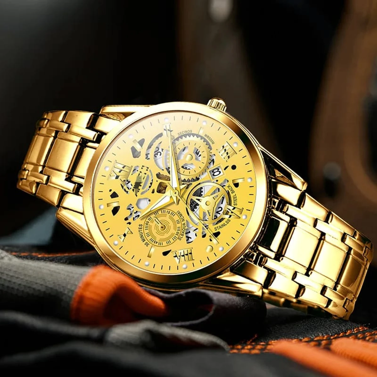 New 022  Non Mechanical Watch For Men - Full Golden