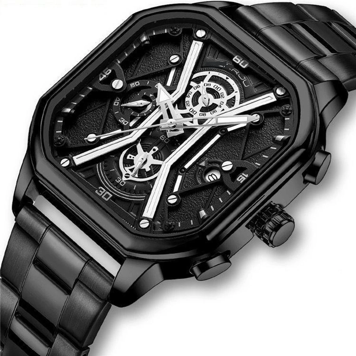 SAMOR 101 Square Stylish Mens Watch -Black & White