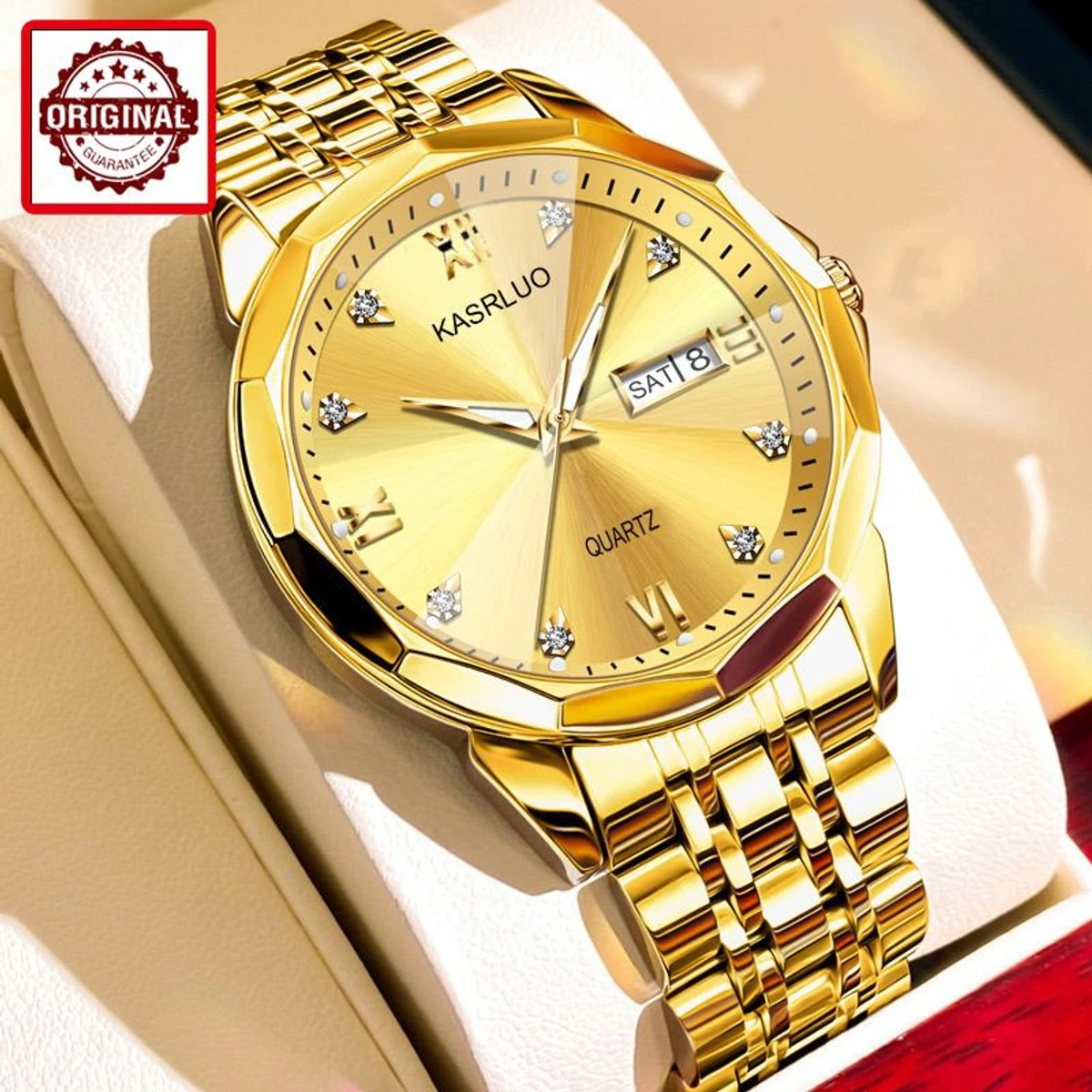 Kasarul Men Stylish Watch - Full Golden