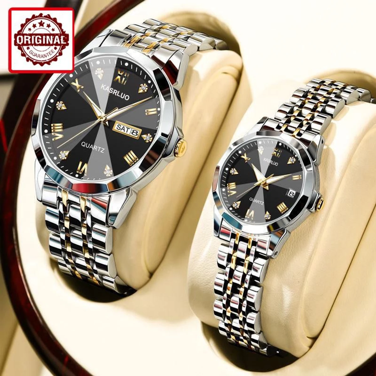 Kasarul Couple Weeding Watch - Silver & Black